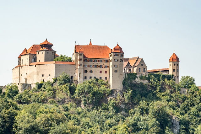 Burg Harburg über dem bewaldeten Felshang