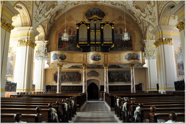 Kirchenraum und Orgelempore der Stadtpfarrkirche Ried im Innkreis