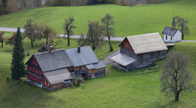 Luftbild des Ortsteils Zwischenbäch in Bürserberg