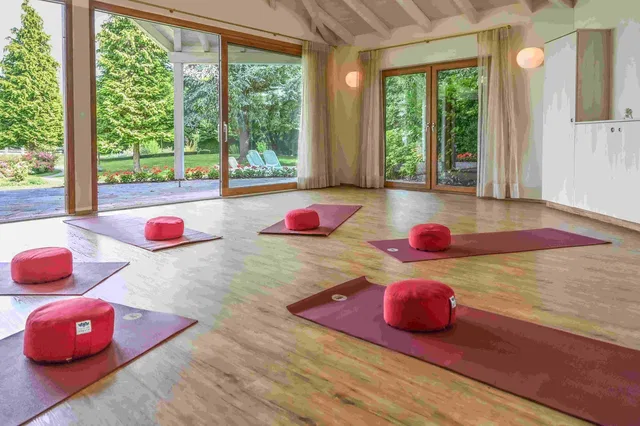 Yogaraum mit Matten und Meditationskissen bei Yogakurse Bodenseekreis
