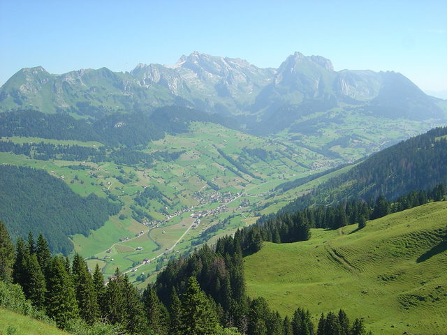 Blick über das obere Thurtal bei Alt St. Johann zum Säntis