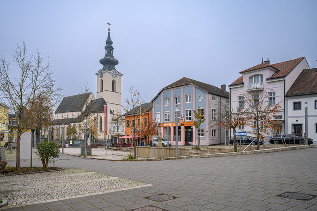 Marktplatz von Gallneukirchen als Ausgangspunkt der Rennradrunde