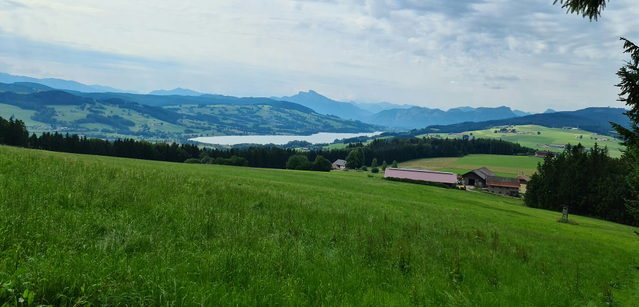 Blick über den Irrsee als regionales Landschaftsmotiv der Saurüssel-Mountainbikerunde