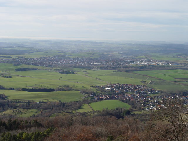 Blick von der Burg Hohenzollern auf Zimmern und Bisingen