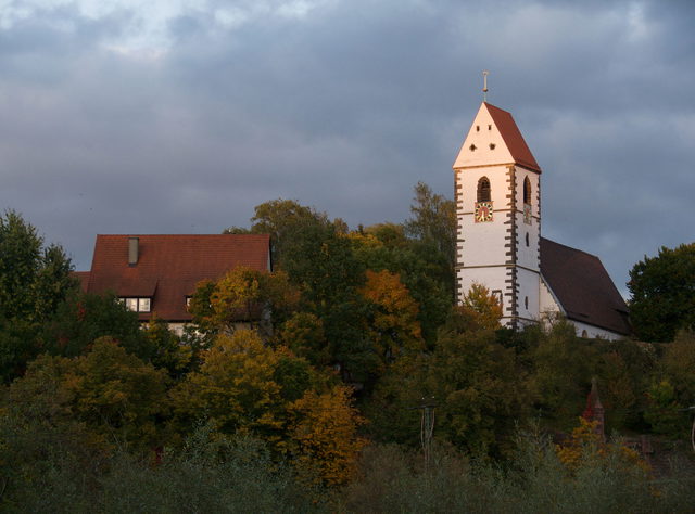 Blick vom Bruckenwasen auf die Stadtkirche von Plochingen