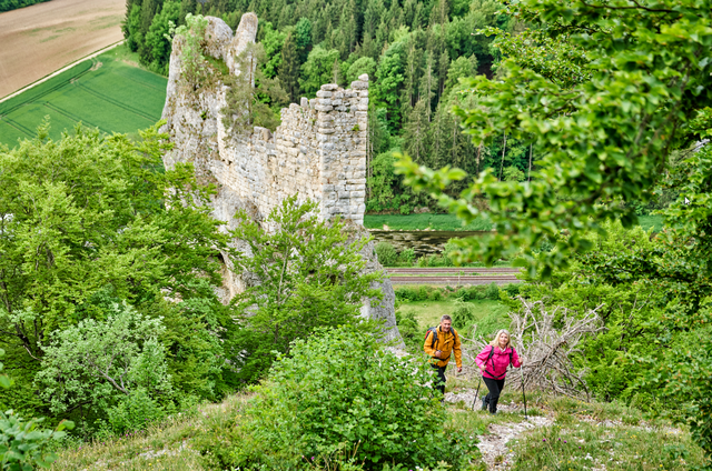 Wanderweg an den Mauerresten von Gebrochen Gutenstein