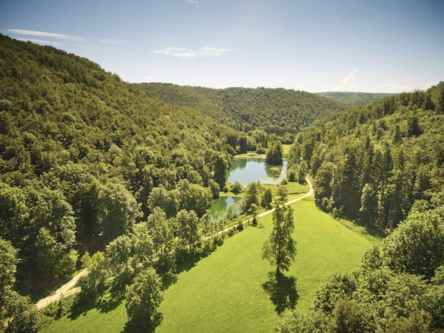 Kaltentalweiher zwischen bewaldeten Hängen
