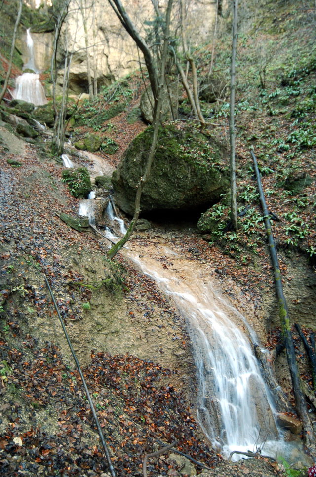 Ebenthaler Wasserfall zwischen bewaldeten Felsen