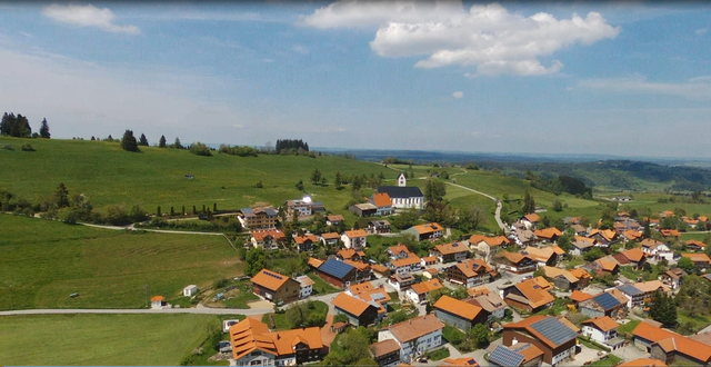 Mittelberg im Allgäu aus der Vogelperspektive als Ortsmotiv für Oy-Mittelberg