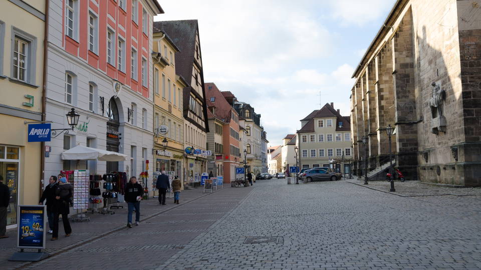 Historische Häuser am Martin-Luther-Platz in Ansbach