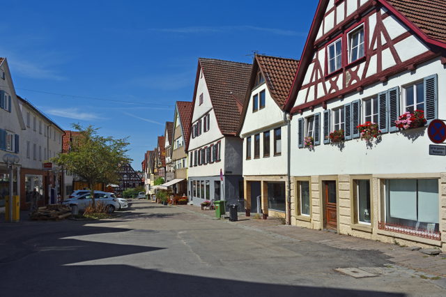 Historische Häuser an der Marktstraße in Marbach am Neckar