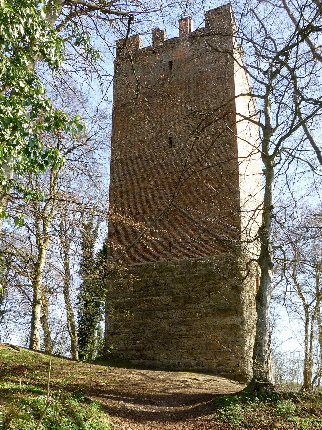Römerturm in Oberschönegg zwischen Bäumen
