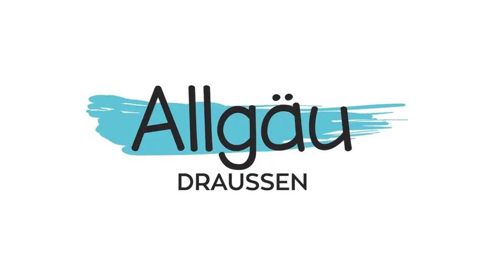 Logo Allgäu Draußen mit türkisfarbenem Pinselstrich