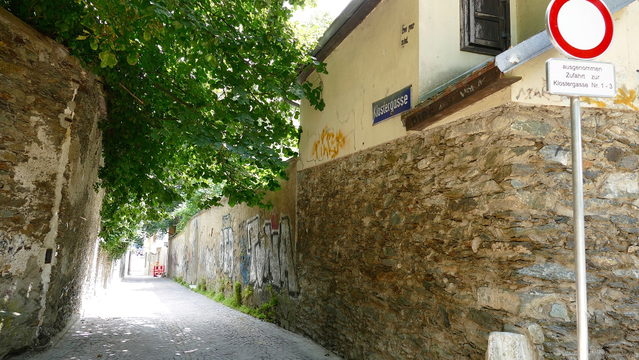 Klostergasse am Standort des Maria Lassnig Ateliers in Klagenfurt