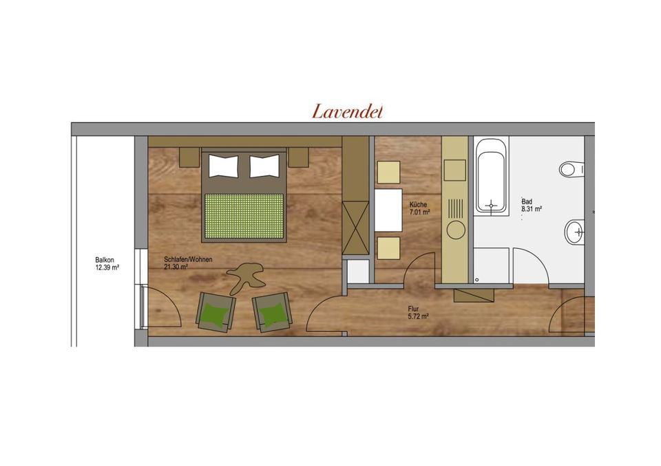Grundriss der Ferienwohnung Lavendel