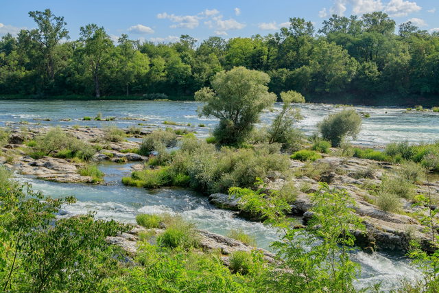 Felsen und Wasser an den Isteiner Schwellen im Rhein