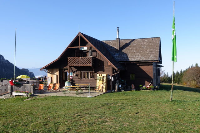 Grünburger Hütte als Ziel der Mountainbiketour ab Steinbach an der Steyr