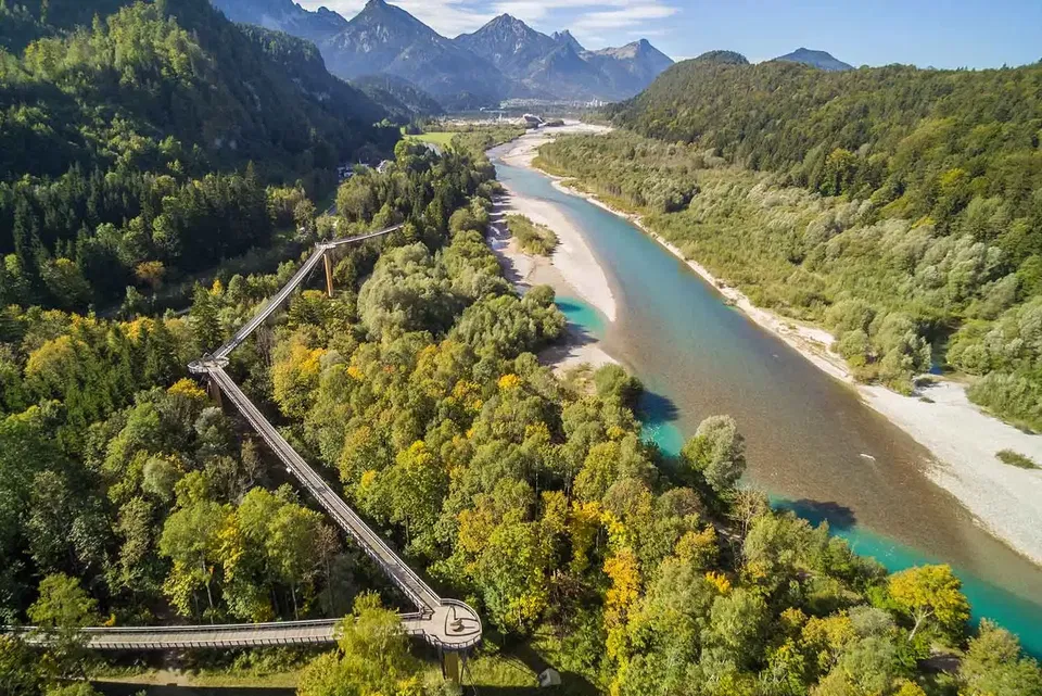 Baumkronenweg Füssen-Ziegelwies – Aussicht über dem Lech