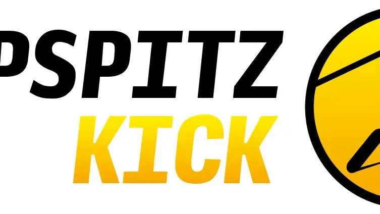 ALPSPITZ-KICK Logo mit schwarzem Schriftzug, gelbem KICK und gelbem Kreis mit Kletter-Seil-Icon.