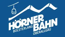 Logo der Hörnerbahn Bolsterlang Oberallgäu auf blauem Hintergrund.